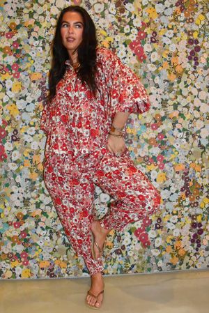 Daughter Of Ibiza Lovechild Shirring Cuff Pant Scarlet & Rose 